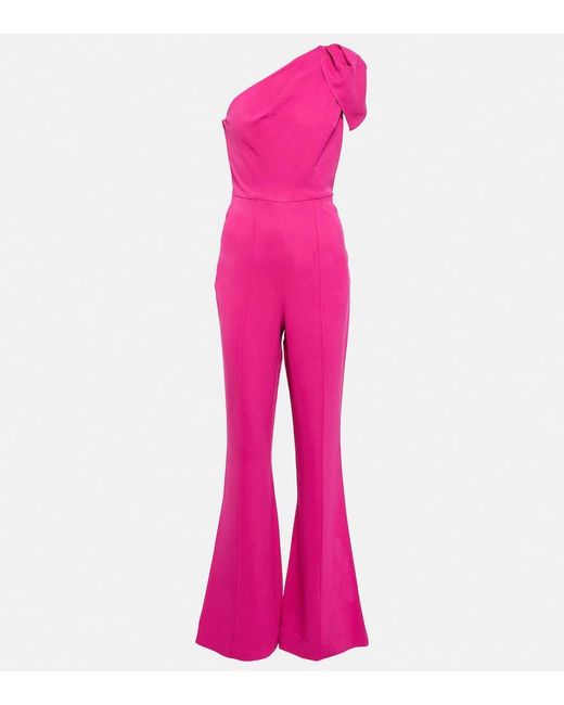 Roland Mouret Pink Asymmetric Crepe Jumpsuit