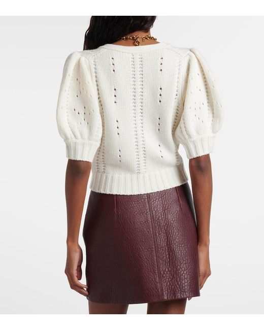 Chloé White Pointelle Wool And Cashmere Cardigan