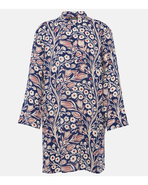 Loro Piana Blue Floral Silk Tunic