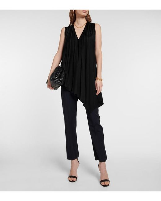 Joseph Black Pleated Asymmetric Satin Top