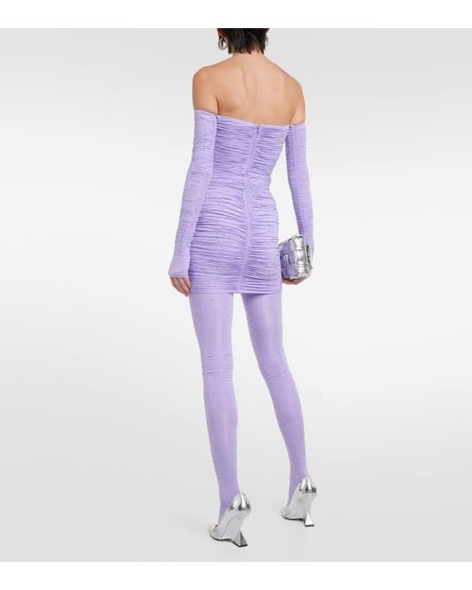 Alex Perry Purple Crystal-Embellished Jersey Minidress