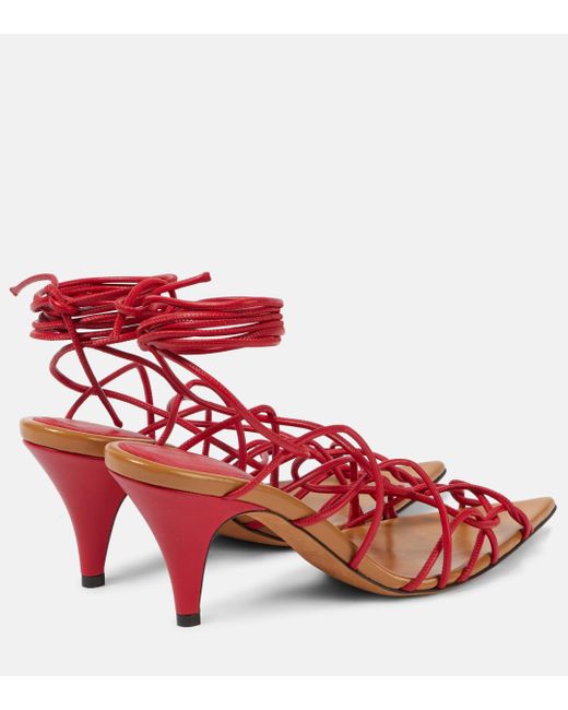 Khaite Red Arden 75 Leather Sandals