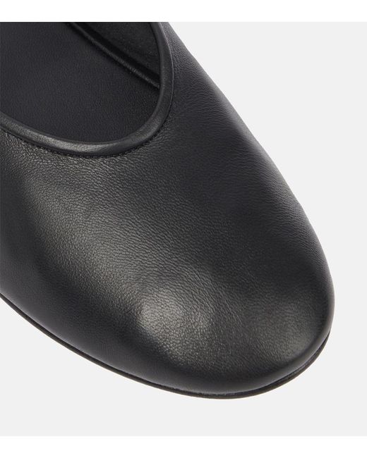 The Row Black Elastic Mary-Jane-Ballerinas Aus Leder