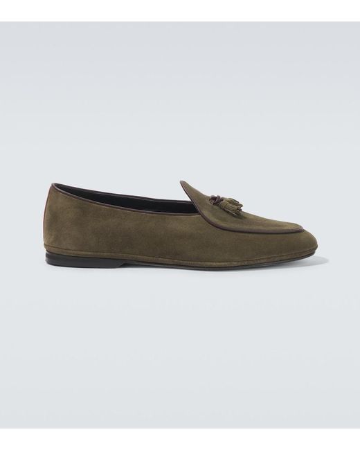 Rubinacci Green Marphy Suede Loafers for men