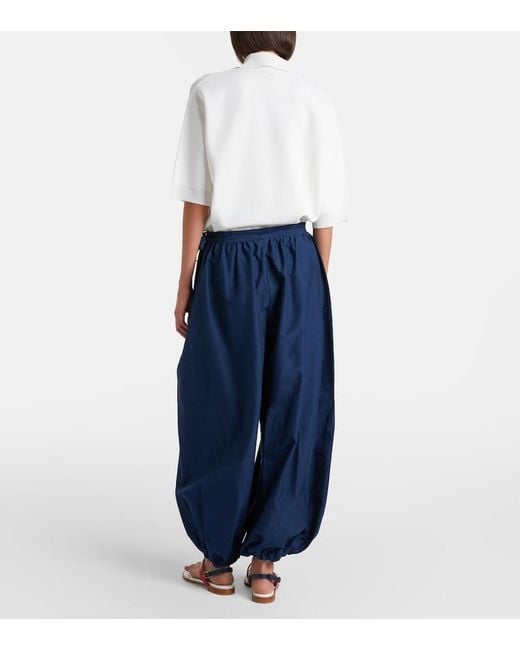 Polo Ralph Lauren Blue Belted Cotton And Silk Balloon Pants