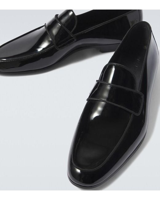 Magnanni Shoes Black Patent Leather Loafers for men