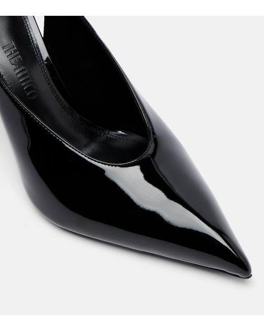 The Attico Black Viper Leather Slingback Pumps