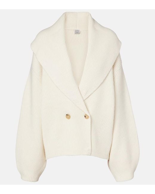 Totême Natural Ribbed-Knit Wool-Blend Cardigan