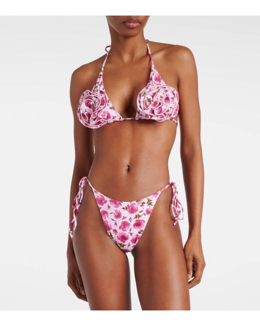 Haut de bikini triangle a fleurs Magda Butrym en coloris Red