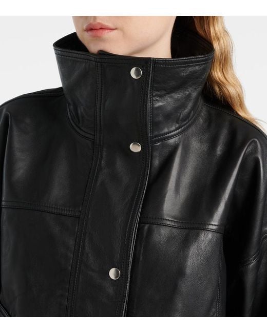 Rohe Black Leather Bomber Jacket