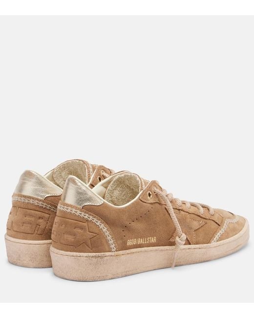 Golden Goose Deluxe Brand Natural Ball Star Embroidered Suede Sneakers