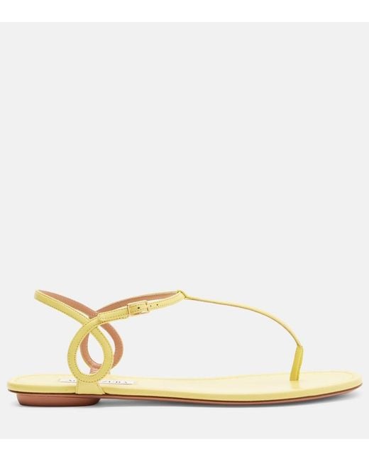 Aquazzura Metallic Almost Bare Leather Thong Sandals