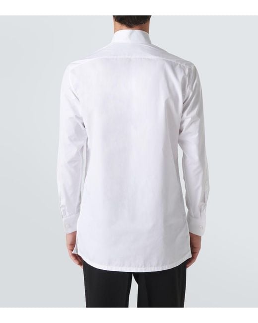 Loro Piana White Cotton Tuxedo Shirt for men