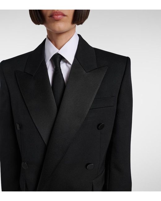 Saint Laurent Black Satin-Trimmed Wool Tuxedo Jacket