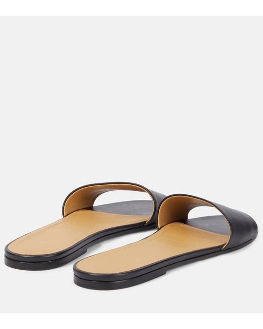 The Row Black Signum Leather Slides