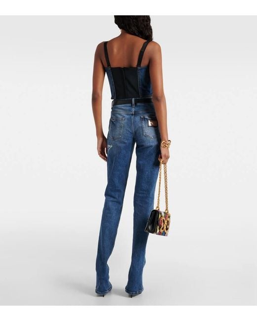Dolce & Gabbana Blue Bustier-Top Aus Denim