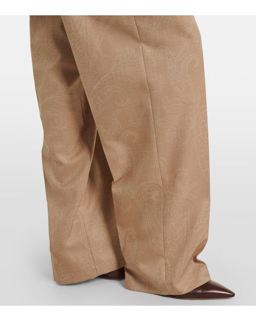 Etro Natural Wool Jacquard Straight Pants