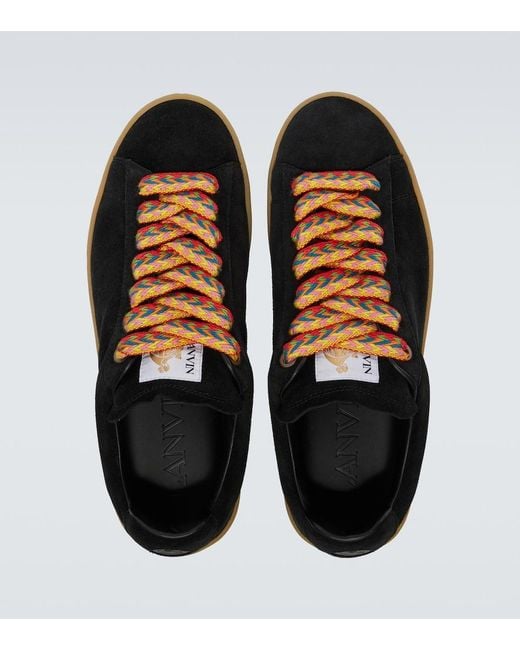 Lanvin Black Curb Lite Suede Sneakers for men