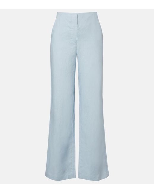 Faithfull The Brand Blue Lulea Linen Wide-Leg Pants