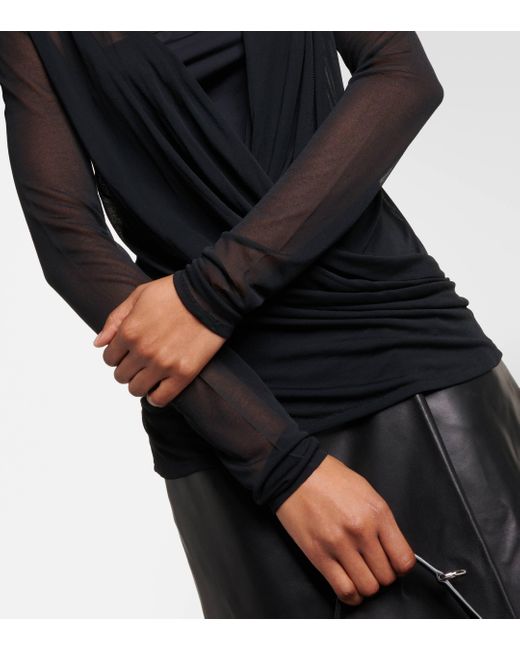 Givenchy Black Draped Jersey Blouse