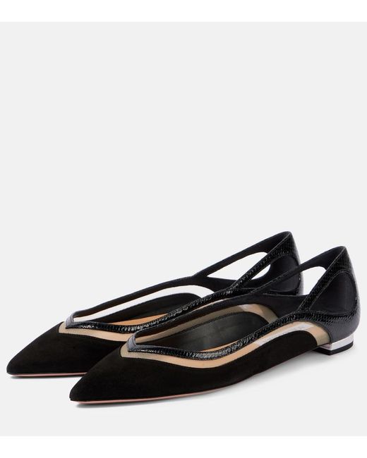 Aquazzura Black Cinemax Suede Ballet Flats