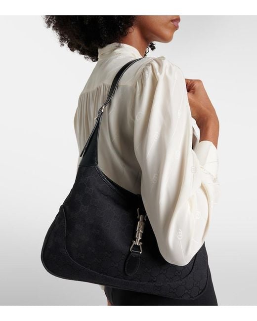 Gucci Black Jackie 1961 Small Canvas Shoulder Bag