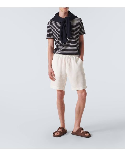 Sunspel White Linen Shorts for men