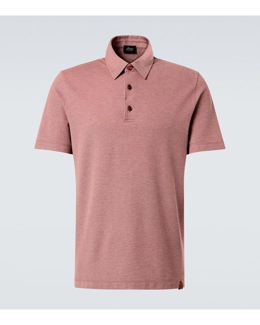 Brioni Pink Cotton Pique Polo Shirt for men