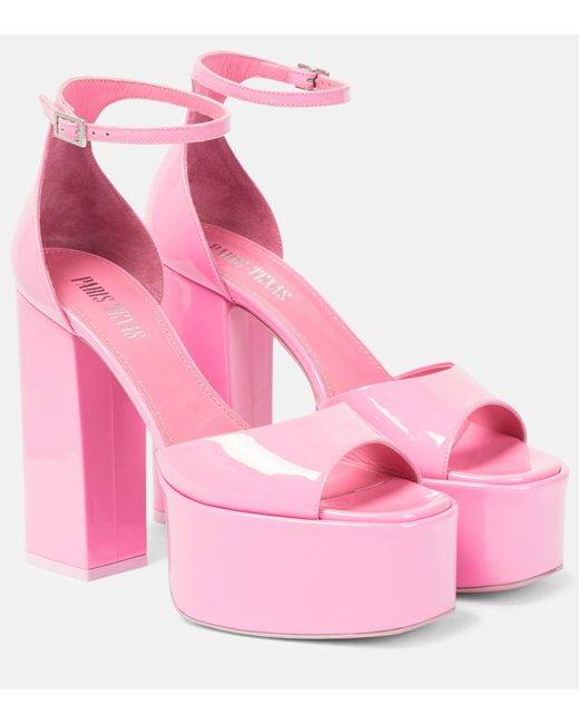 Paris Texas Tatiana Patent Leather Platform Sandals in Pink | Lyst