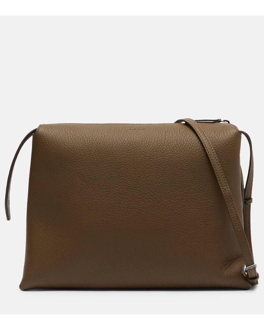 The Row Brown Nu Twin Small Leather Shoulder Bag