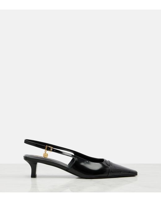 Tod's Black Croc-Effect Patent Leather Slingback Pumps