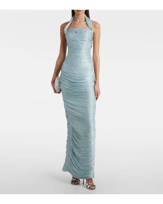 Marmar Halim Blue Robe Aus Crepe