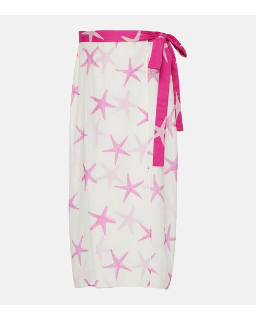 Valentino Pink Starfish Cotton And Silk Beach Cover-up