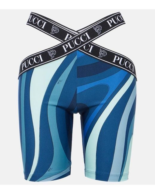Emilio Pucci Blue Printed Biker Shorts