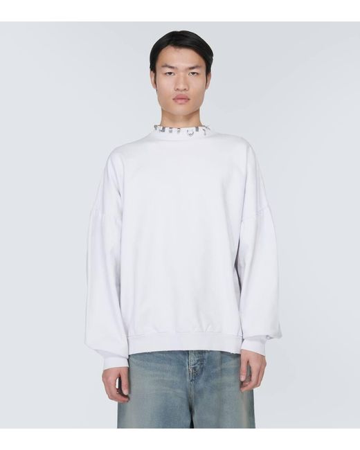 Balenciaga Sweatshirt Pierced Round aus Fleece in White für Herren
