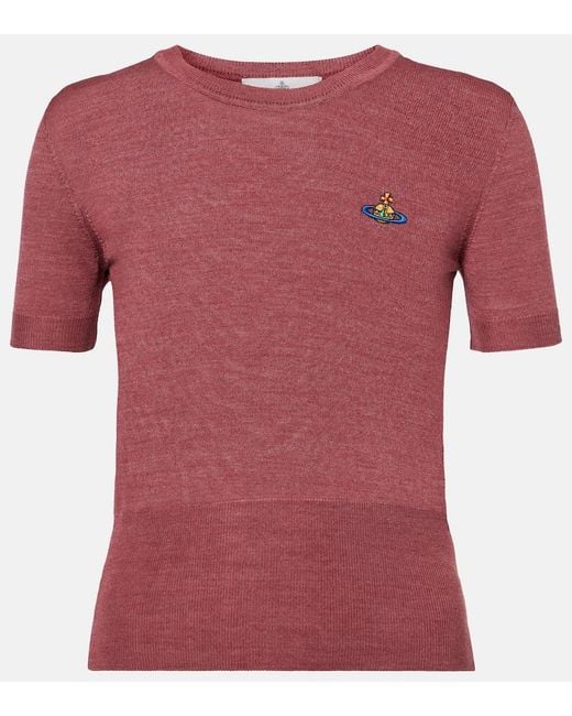 Vivienne Westwood Pink Bea Logo Wool And Silk Top