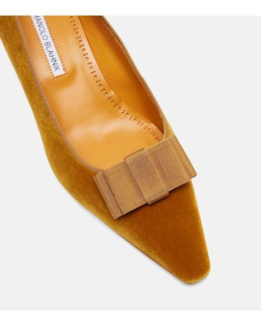 Manolo Blahnik Brown Reador 50 Velvet Pumps