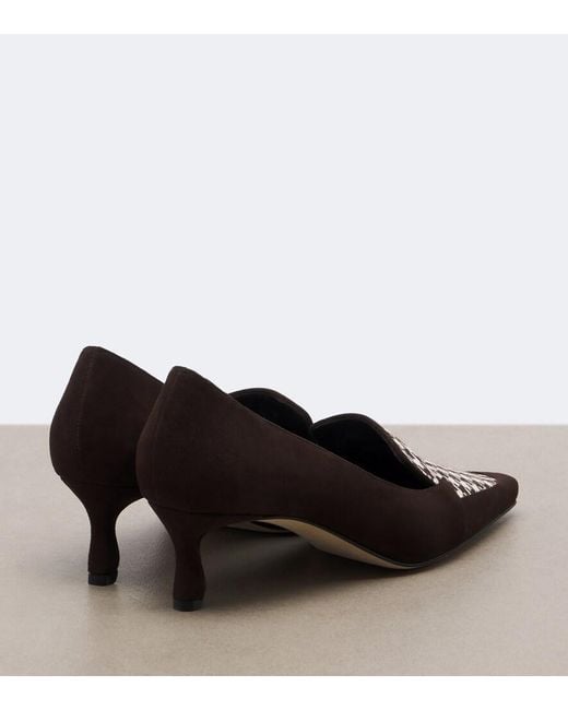 Manolo Blahnik Black Petusi Houndstooth Suede Pumps