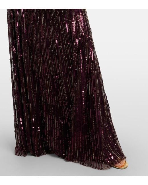 Jenny Packham Purple Ninetta Sequined Gown