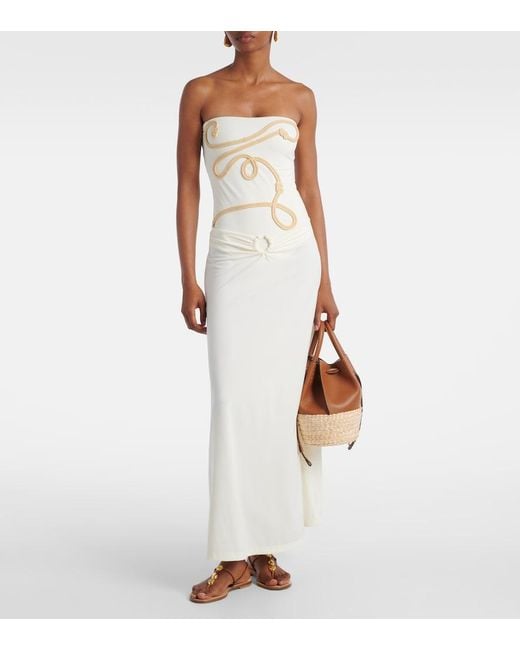 Johanna Ortiz White Gathered Midi Skirt