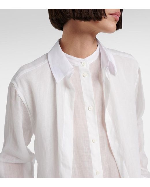Totême White Layered Ramie Voile Shirt