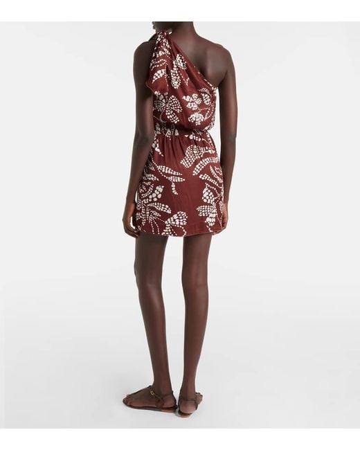 Poupette Red Bedrucktes One-Shoulder-Minikleid Celie