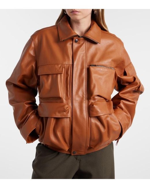 Lemaire Brown Leather Blouson Jacket