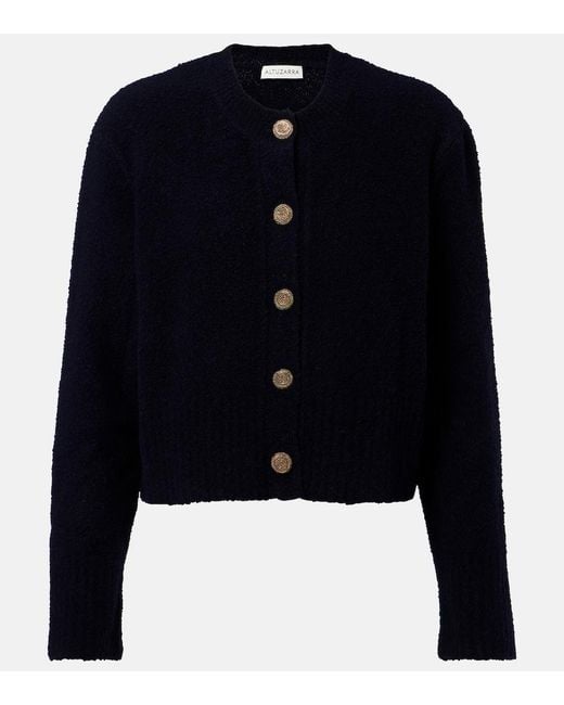 Altuzarra Blue Harris Cropped Wool-Blend Cardigan