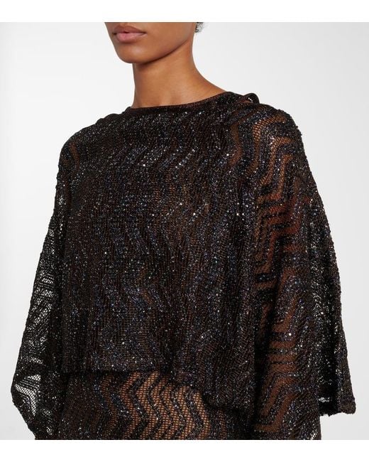 Missoni Black Zig Zag Sequined Top