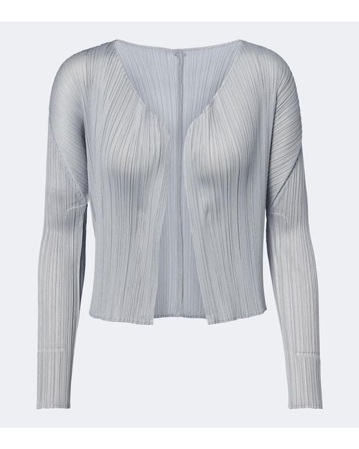 Pleats Please Issey Miyake Gray Basics Pleated Cardigan