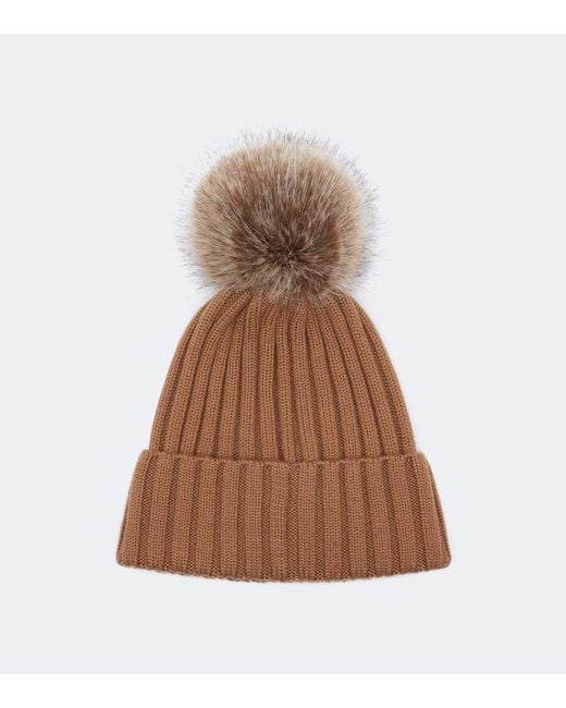 Moncler Brown Ribbed-Knit Virgin Wool Beanie