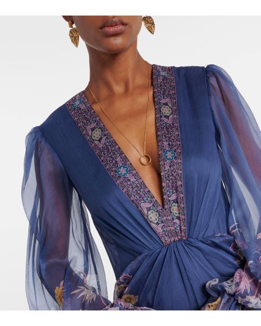 Etro Blue Printed Silk Gown
