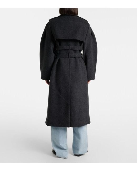 Ganni Black Belted Wool And Cashmere-Blend Coat