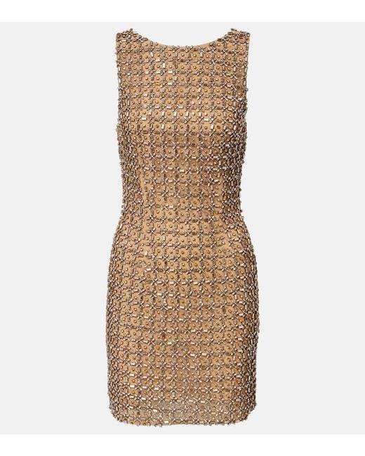 La Fuori Natural Gilded Crystal-Embellished Minidress